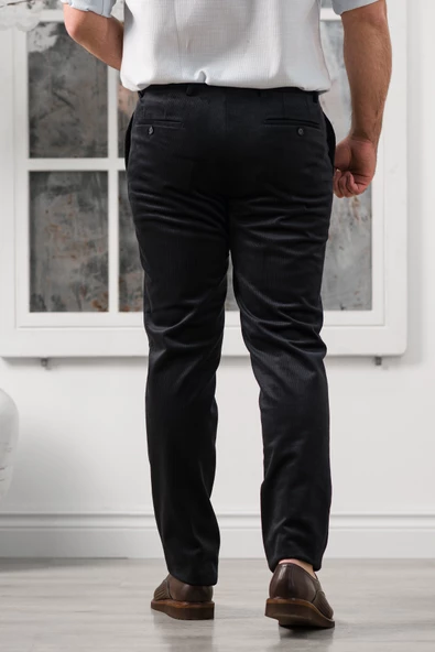 Apartro Regular Fit İnce Fitilli Boru Paça Yan Cep Kalın Kumaş Kadife Pantolon - 8