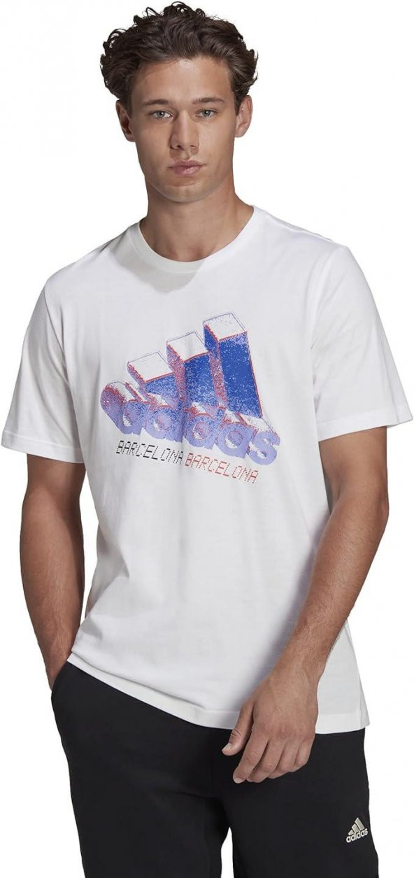 Adidas HG8850 Barce Logo 1 Short Sleeve Erkek Tişört - 7
