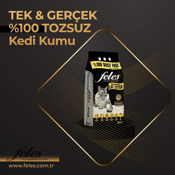 Feles Kedi Kumu 10 Lt-%100 Tozsuz - 2