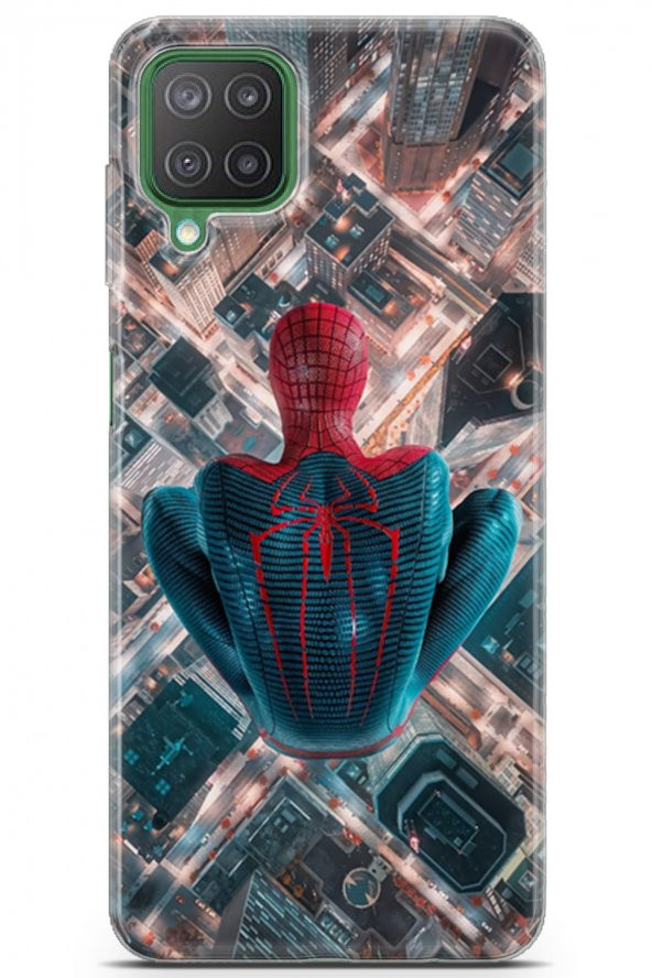Samsung Galaxy M12 Uyumlu Kılıf Supers 07 Spider Man Newyork Desenli Kılıf Kırmızı - 1