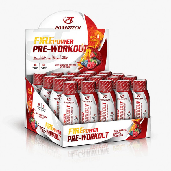 FirePower Pre-Workout (Beta Alanine - Taurin - Betain ) 20 X 100 ml -  HIZLI ÜCRETSİZ KARGO