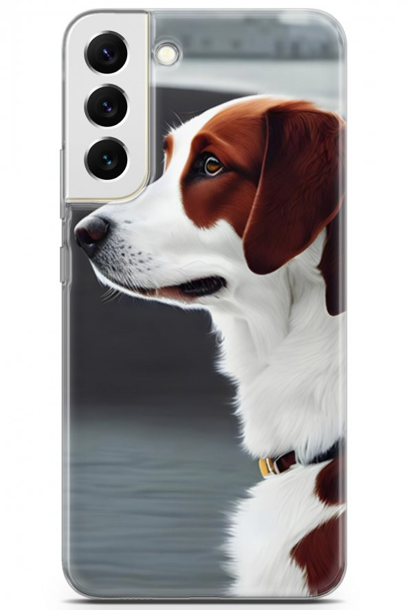 Samsung Galaxy S22 Plus Uyumlu Kılıf Dogs 18 Süvari Köpeği Parlak Kılıf Koyu Kahve