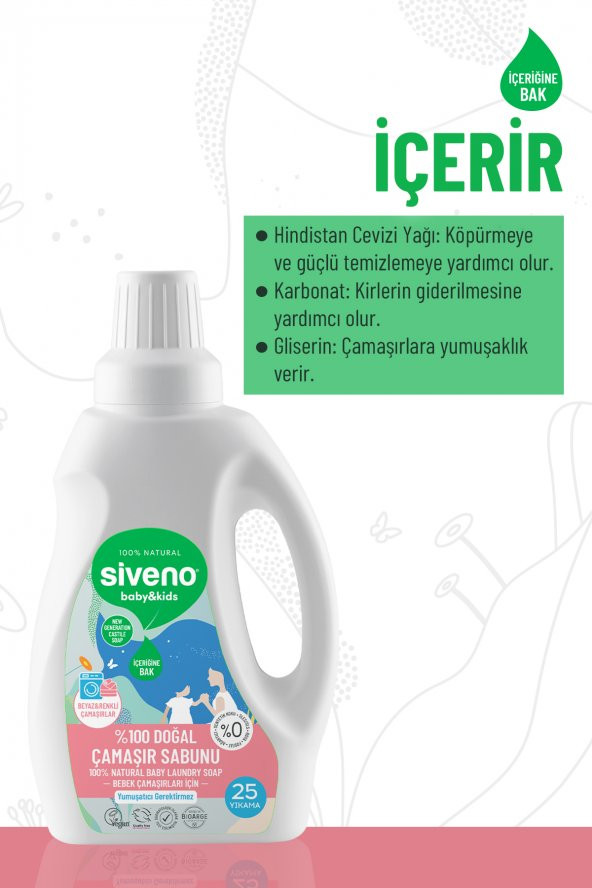 Siveno %100 Doğal Bebek Çamaşır Sabunu Kendinden Yumuşatıcılı Bitkisel Deterjan Konsantre Vegan 750 ml - 2