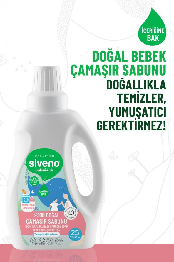 Siveno %100 Doğal Bebek Çamaşır Sabunu Kendinden Yumuşatıcılı Bitkisel Deterjan Konsantre Vegan 750 ml - 3