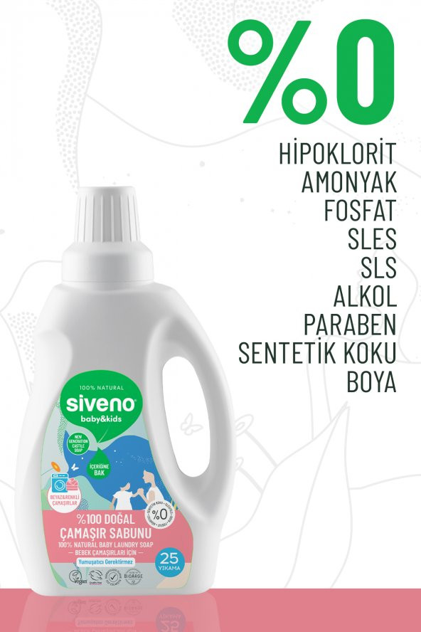 Siveno %100 Doğal Bebek Çamaşır Sabunu Kendinden Yumuşatıcılı Bitkisel Deterjan Konsantre Vegan 750 ml - 4