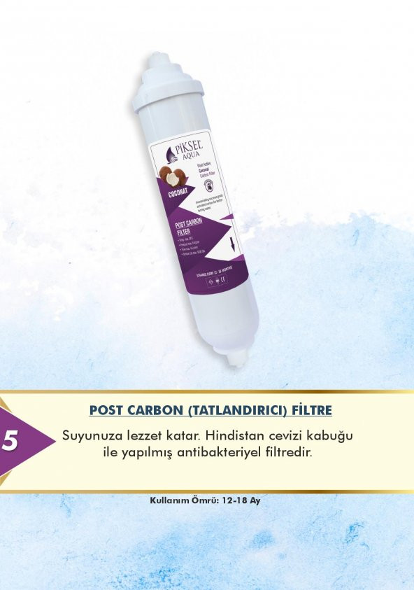 Piksel Aqua Su Arıtma Cihazı 4 lü Filtre Seti Ön Filtreler ve Tatlandırıcı - 3