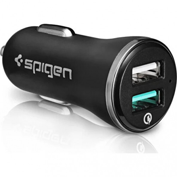 (KUTU HASARLI )Spigen Essential 30W Hızlı Araç Şarj Cihazı 2 Port USB Qualcomm 3.0 18W + iP 12W