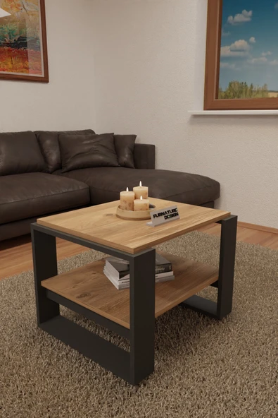 Dikdörtgen Orta Sehpa Raflı Atlantik Çam