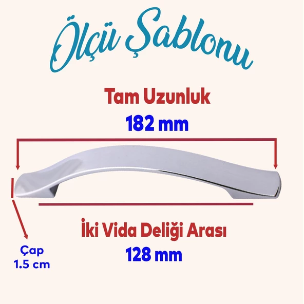 Elif Mobilya Mutfak Dolabı Çekmece Dolap Kapak Kulpu Düz Metal Kulp Kulbu Kulpu 128 Mm Krom - Resim 2