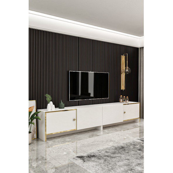 Givayo Mobilya Bolivia Tv Ünitesi Beyaz Altın 200 cm - 2