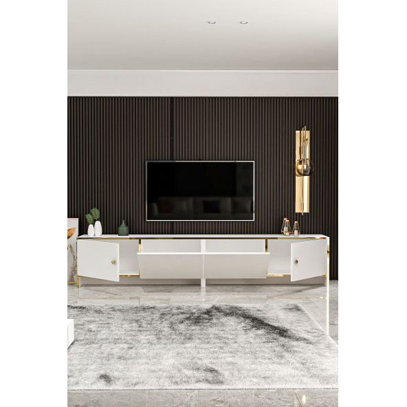 Givayo Mobilya Bolivia Tv Ünitesi Beyaz Altın 200 cm - 3