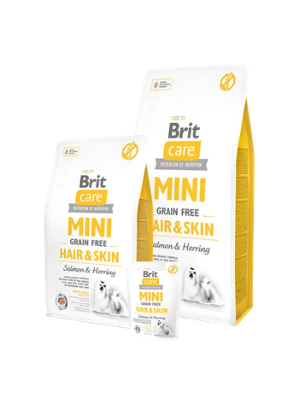 Brit Care Mini Hair Skın Somonlu ve Ringa Balıklı, Tahılsız, Köpek Maması 2kg