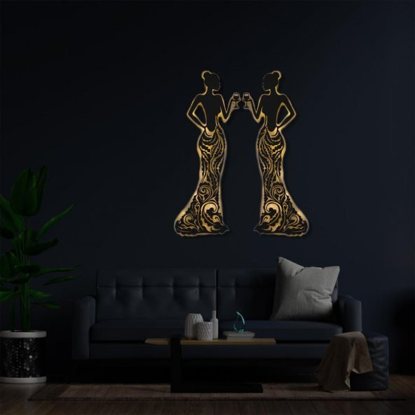 Veraart Işıklı Kadın Temalı Tablo Bloom Dekoratif Gece Lambası 70 cm 2 Adet - 7