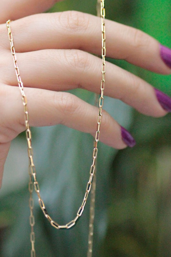 14 Ayar Altın İnce Ataç Zincir Kolye - Resim 5