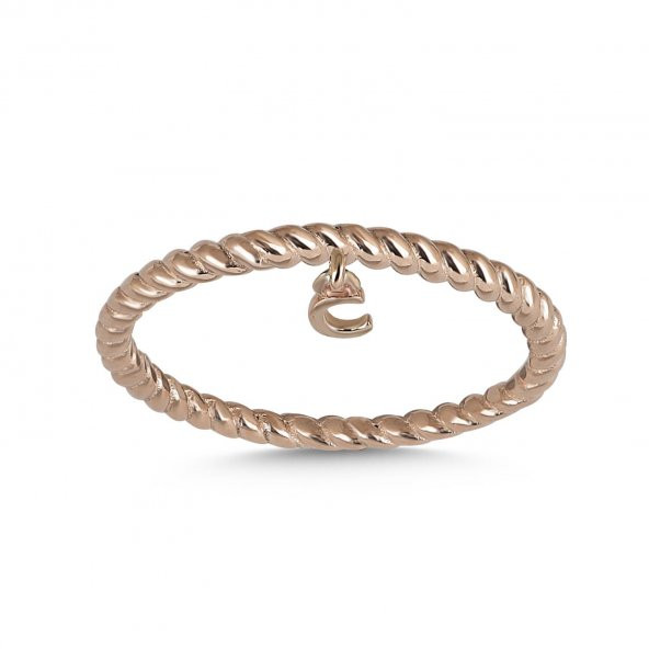 Altın Rose Renk Minimal C Yüzük - 3