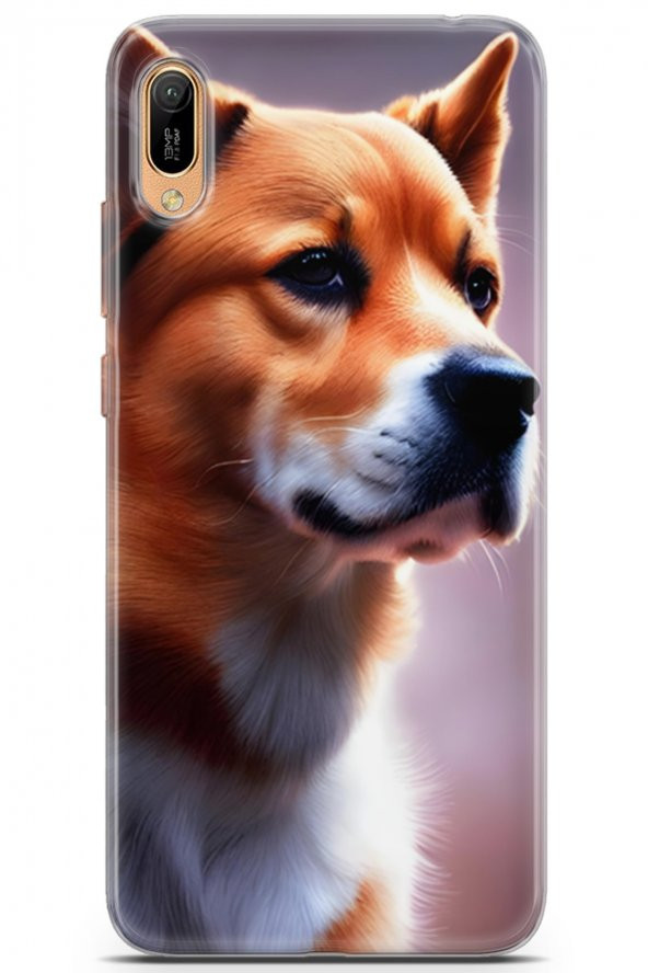Huawei Y6 2019 Uyumlu Kılıf Dogs 19 Galler Corgisi Tam Koruma Kılıf Altın