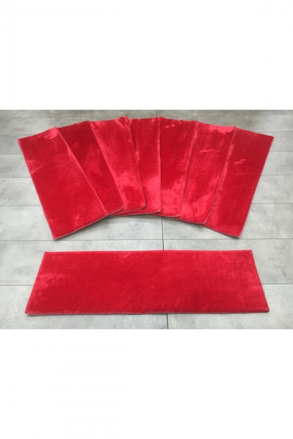 Comfort Bordo (1 ADET) Pufidik Peluş Merdiven Halısı Kaymaz Deri Tabanlı Basamak Paspası - 4