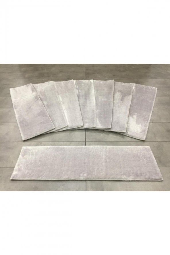 Comfort Gri (1 ADET) Pufidik Peluş Merdiven Halısı Kaymaz Deri Tabanlı Basamak Paspası - 4