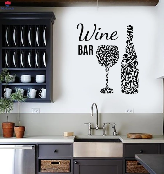 Dekoratif Duvar Sticker Bar Şarap Dükkanı Restoran Cam Içecekler Çıkartmalar
