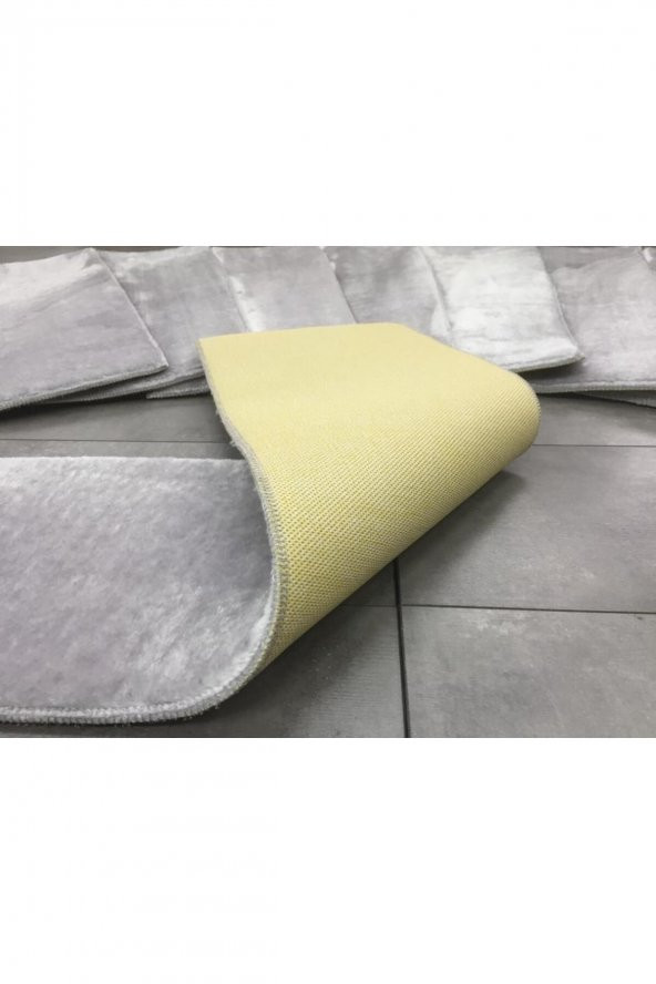 Comfort Gri (5 Adet) Merdiven Halısı Pufidik Peluş Kaymaz Deri Tabanlı Basamak Paspası - 3