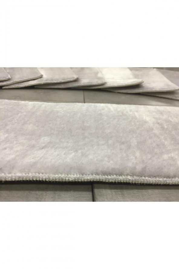Comfort Gri (5 Adet) Merdiven Halısı Pufidik Peluş Kaymaz Deri Tabanlı Basamak Paspası - 6