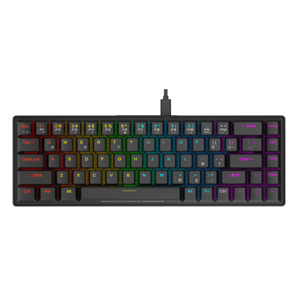 BSG Culture E-Sports Spectre Mekanik Oyuncu Klavyesi - 68 Tuşlu Red Switch RGB Hotswap Türkçe Q TKL - 3