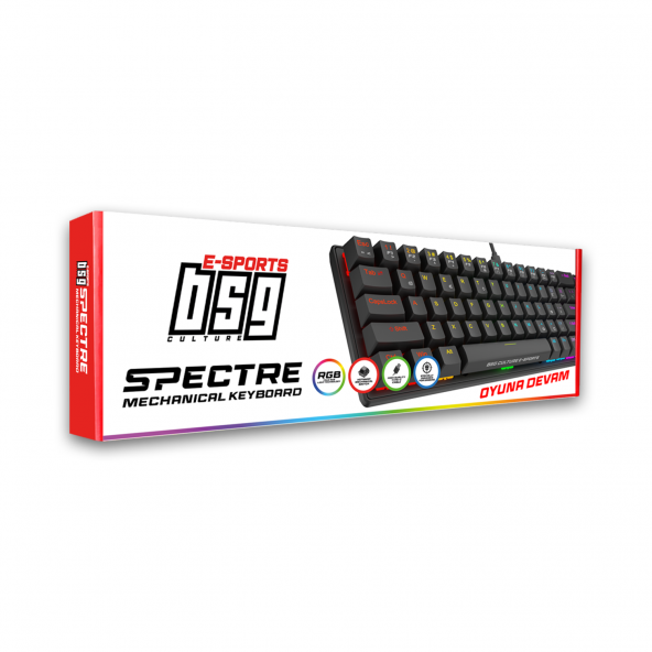 BSG Culture E-Sports Spectre Mekanik Oyuncu Klavyesi - 68 Tuşlu Red Switch RGB Hotswap Türkçe Q TKL - 4