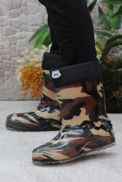 Fort 7061 Haki Kamuflaj İçi Peluşlu Su Geçirmez Erkek Çocuk Kar Yağmur Çizmesi - Resim 4