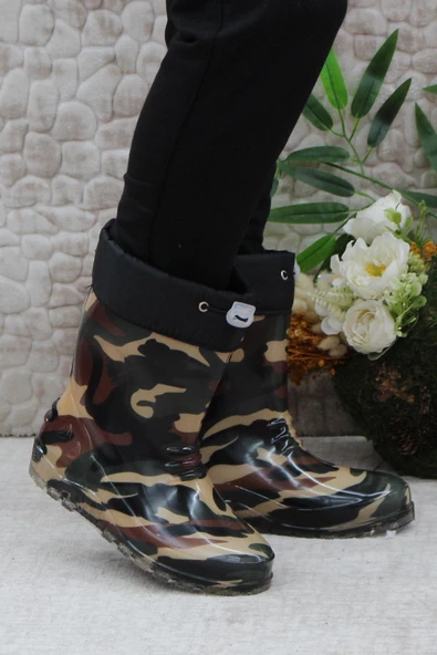 Fort 7061 Haki Kamuflaj İçi Peluşlu Su Geçirmez Erkek Çocuk Kar Yağmur Çizmesi - Resim 3