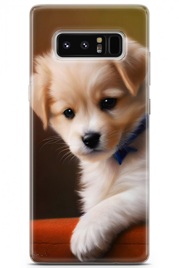Samsung Galaxy Note 8 Uyumlu Kılıf Dogs 15 Kaniş Yavru Kalın Silikon Gold
