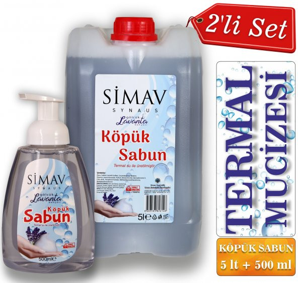 SİMAV Termal Sulu Lavanta Özlü Köpük Sabun Seti 2li - 5 Lt + 500 ml