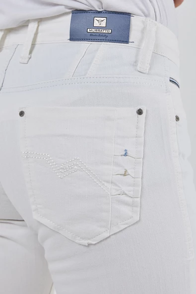 Murratto Erkek Baggy Style Beyaz 5 Cep Kot Pantolon - 4