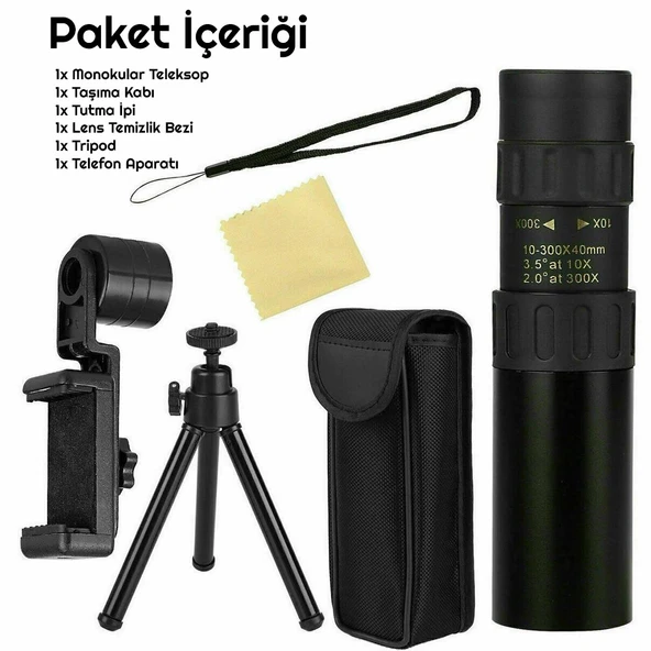 TriLine 10-300x40mm Zoom Monoküler Teleskop Taşınabilir Su Geçirmez Dürbün - Resim 8
