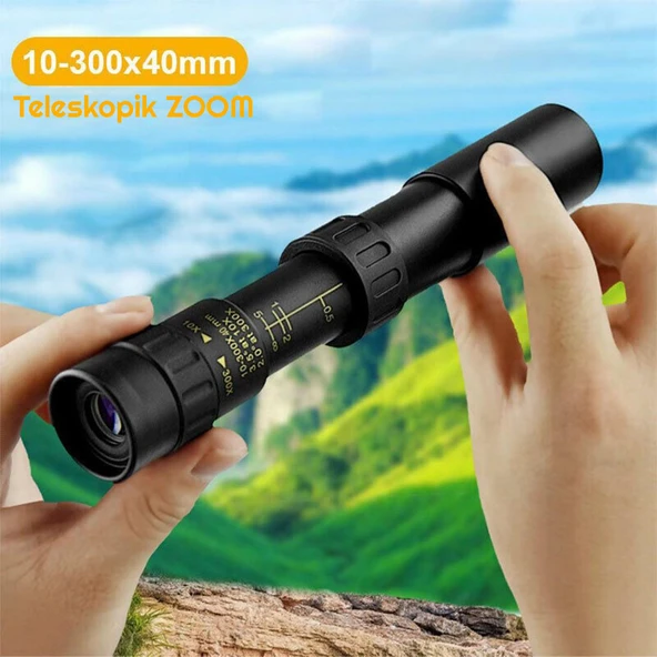 TriLine 10-300x40mm Zoom Monoküler Teleskop Taşınabilir Su Geçirmez Dürbün