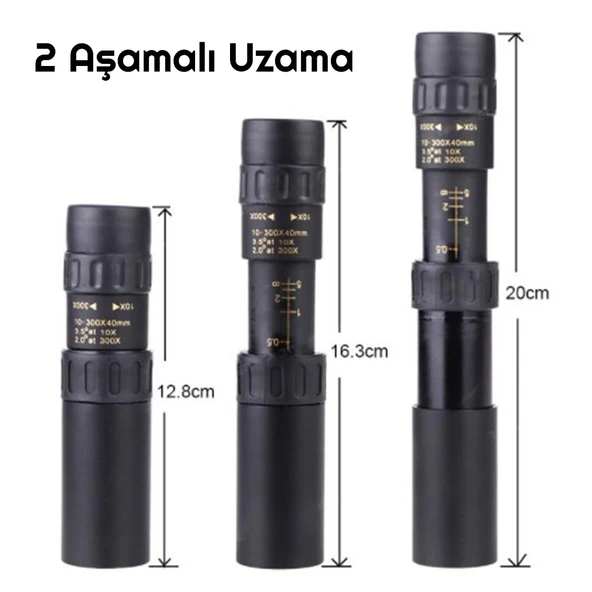 TriLine 10-300x40mm Zoom Monoküler Teleskop Taşınabilir Su Geçirmez Dürbün - 2
