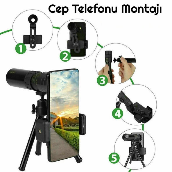 TriLine 10-300x40mm Zoom Monoküler Teleskop Taşınabilir Su Geçirmez Dürbün - 6