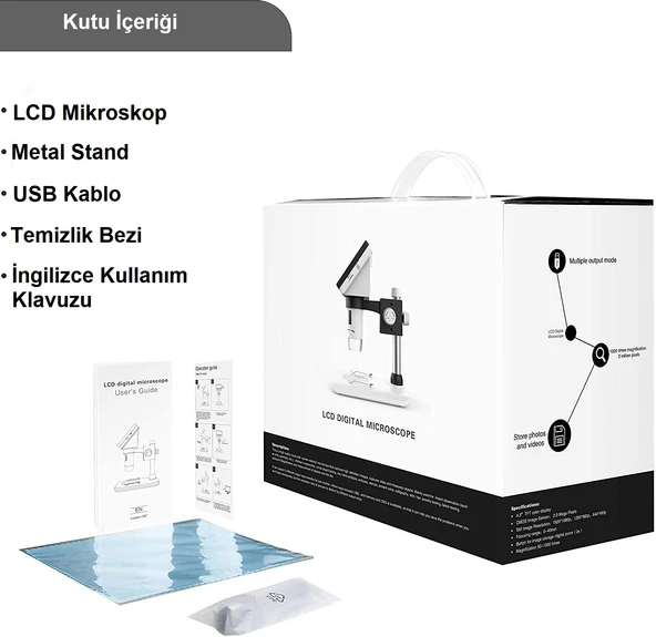 TriLine 1000X Dijital 1080P 4.3 inç LCD Ekranlı USB HD Mikroskop - Resim 7