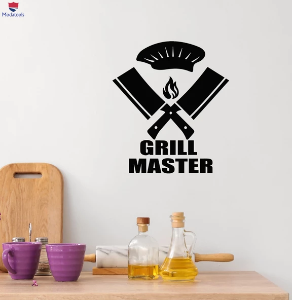 Steakhouse Dekorasyon Duvar Sticker Grill Master Steak House Et Balta Bıçakları Çıkartmalar