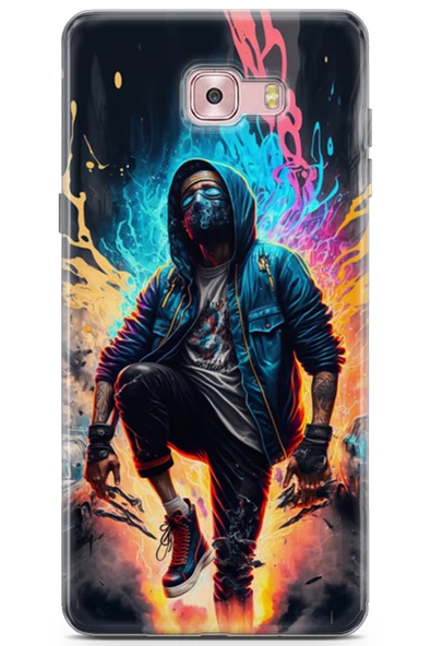 Samsung Galaxy C9 Uyumlu Kılıf Milano 08 Wallcraft Baskılı Kılıf Karışık Çok Renkli