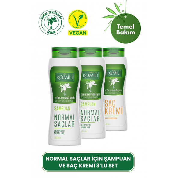 Normal Saçlar İçin Temel Bakım Şampuanı 2li Set + Saç Kremi - 3 X 500 ML