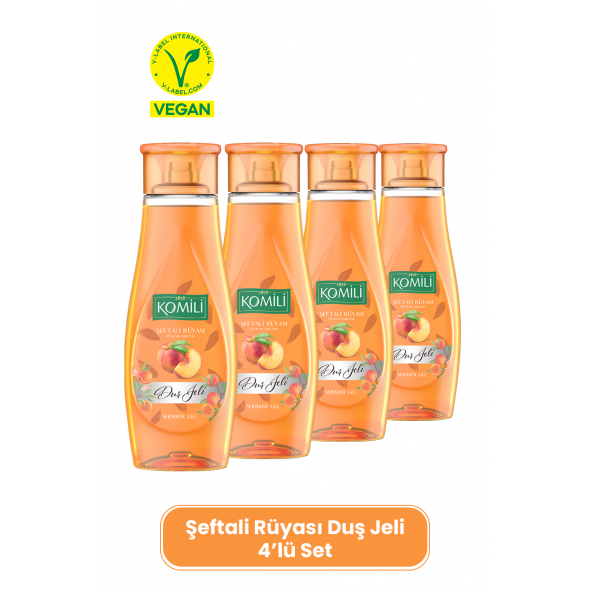 Komili Şeftali Rüyası Vegan Duş Jeli 4lü Set - Şeftali Ve Yaz Meyveleri Kokulu - 4 X 500 ML