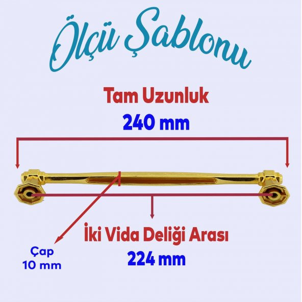 Sütun Mobilya Mutfak Dolabı Çekmece Dolap Kapak Kulpu Düz Metal Kulpları Kulbu Kulpu 224 Mm Altın - 2