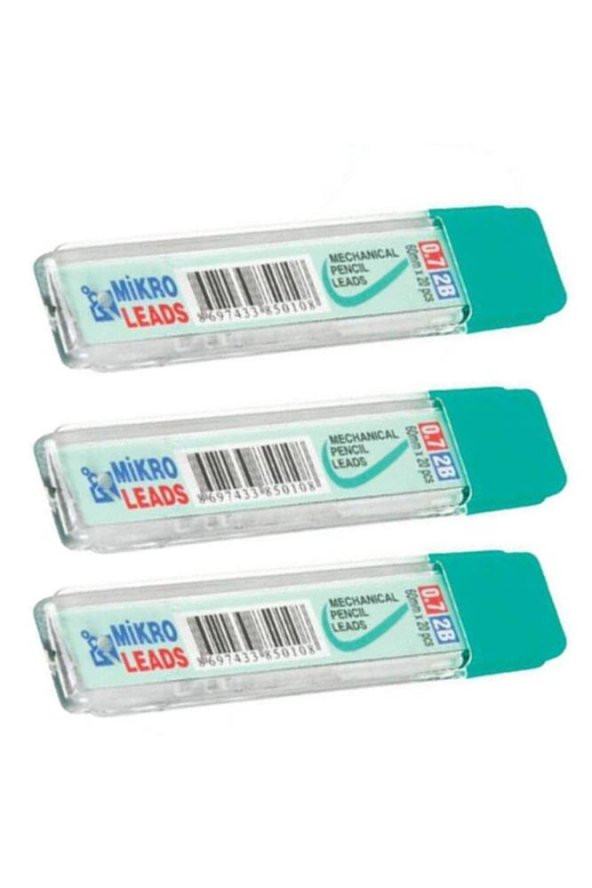 Kalem Ucu 2B 0,7 mm 3 Adet Mekanik Uçlu Otomatik Kurşun Kalem Ucu 2B 60mm x 0,7mm Siyah Mikro Uç Kısa