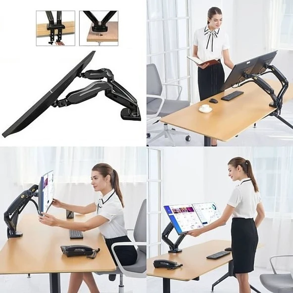 TriLine NB F160 North Bayou 17-30" Çift Kol Monitör Tutucu Vesa Monitör Standı - 7