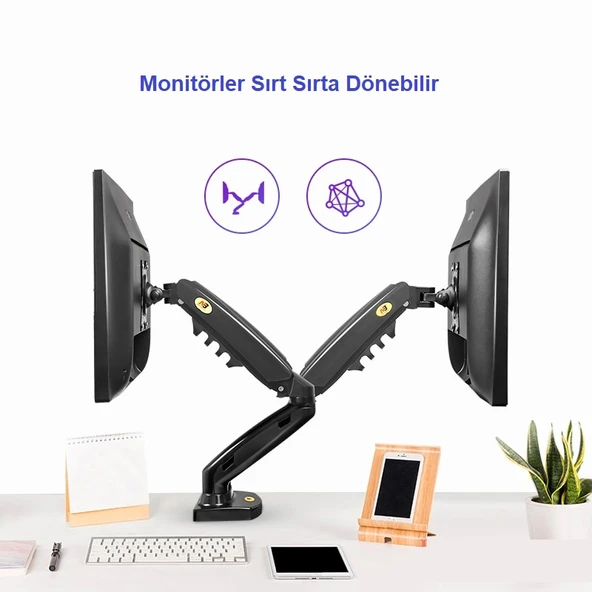 TriLine NB F160 North Bayou 17-30" Çift Kol Monitör Tutucu Vesa Monitör Standı - Resim 7