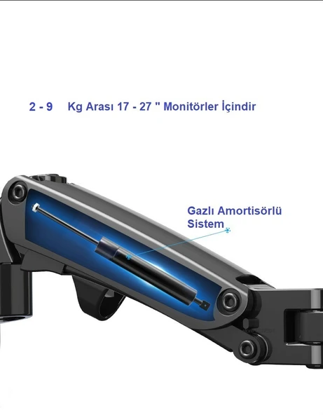 TriLine NB F160 North Bayou 17-30" Çift Kol Monitör Tutucu Vesa Monitör Standı - 5