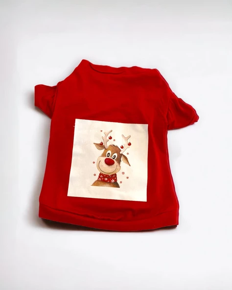 Rudolph Geyikli Köpek Tişörtü Yılbaşı Noel Christmas Köpek Elbisesi - 2