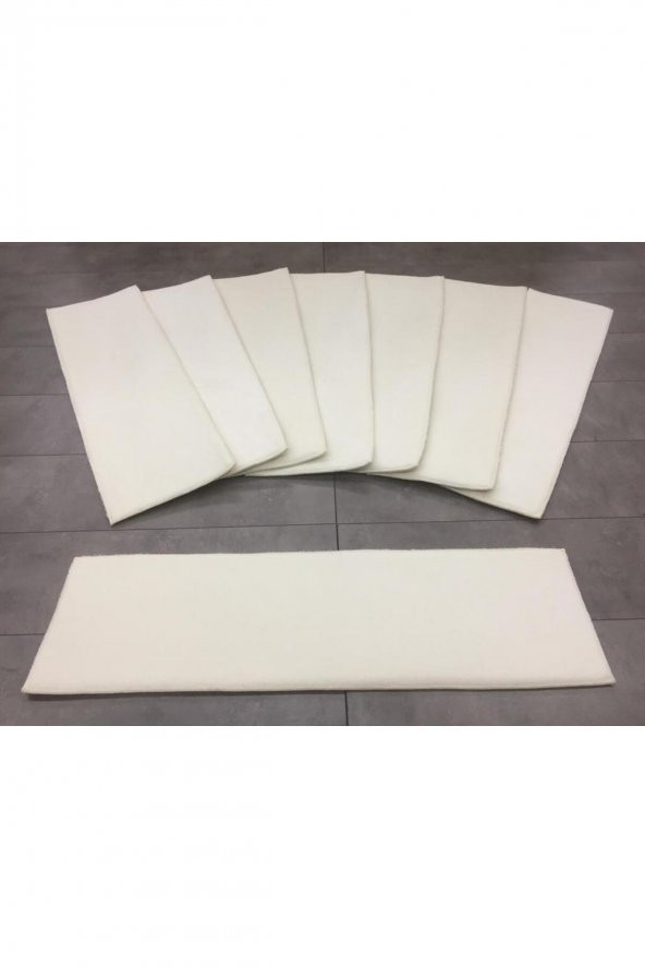 Comfort Krem (5 Adet) Merdiven Halısı Pufidik Peluş Kaymaz Deri Tabanlı Basamak Paspası - 2