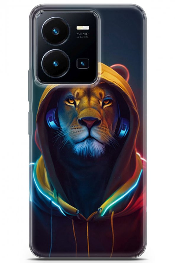 Vivo Y22s Uyumlu Kılıf Milano 06 Anime Aslan Koruyucu Kapak Lacivert