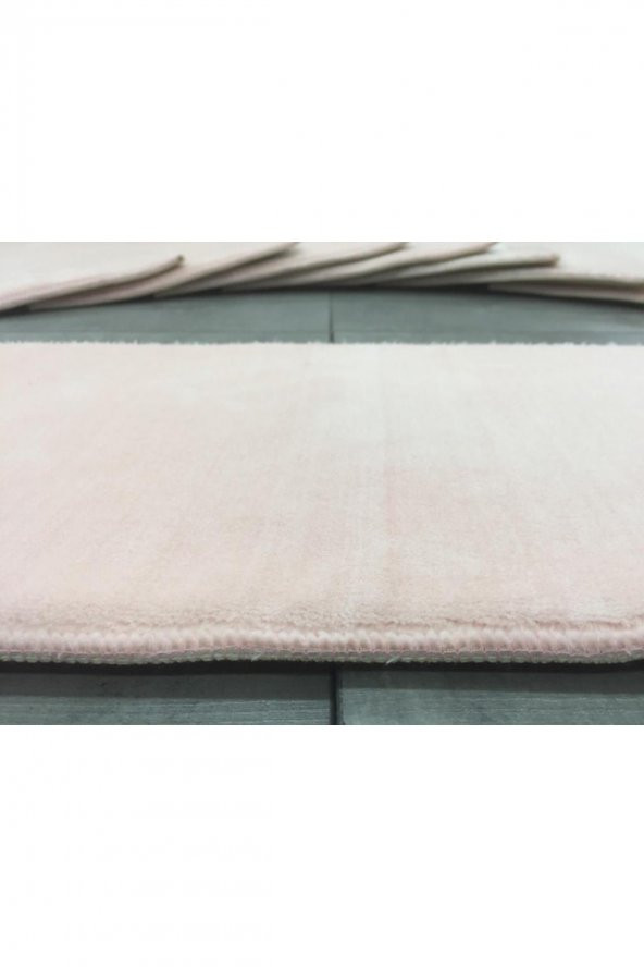 Comfort Pudra (1 ADET) Pufidik Peluş Merdiven Halısı Kaymaz Deri Tabanlı Basamak Paspası - 6